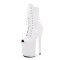 Peep Toe Stiletto Heels Patent Lace Up Platforms Ankle Highs Boots - White