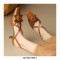 Pointed Toe Flowers Decorated Slingbacks Kitten Heels Sandals - Auburn