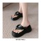 Summer Outside Wedges Flip Flops Slippers Sandals - Black
