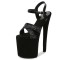Peep Cross Toe Stiletto Heels Sequined Ankle Buckle Straps Platforms Pumps - Black