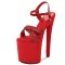 Peep Cross Toe Stiletto Heels Sequined Ankle Buckle Straps Platforms Pumps - Red