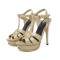 Peep Toe Fish Mouth Stiletto Heels Platforms Ankle Buckle T Straps Summer Elegant Sandals - Apricot Patent