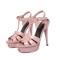 Peep Toe Fish Mouth Stiletto Heels Platforms Ankle Buckle T Straps Summer Elegant Sandals - Pink Patent