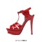 Peep Toe Fish Mouth Stiletto Heels Platforms Ankle Buckle T Straps Summer Elegant Sandals - Navy Blue Patent