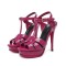 Peep Toe Fish Mouth Stiletto Heels Platforms Ankle Buckle T Straps Summer Elegant Sandals - Rose Patent