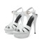 Peep Toe Fish Mouth Stiletto Heels Platforms Ankle Buckle T Straps Summer Elegant Sandals - White Patent