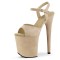 Peep Toe Stiletto Heels Flock Suede Ankle Buckle Straps Platforms Pumps - Khaki