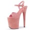 Peep Toe Stiletto Heels Flock Suede Ankle Buckle Straps Platforms Pumps - Pink