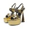 Pointed Open Toe Ankle Buckle Straps Strange Heels Platforms Sandals - Gold