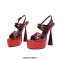 Pointed Open Toe Ankle Buckle Straps Strange Heels Platforms Sandals - Red