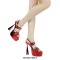 Pointed Open Toe Ankle Buckle Straps Strange Heels Platforms Sandals - Red