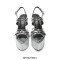 Pointed Open Toe Ankle Buckle Straps Strange Heels Platforms Sandals - Silver
