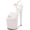 Peep Toe Stiletto Heels Patent Ankle Buckle Straps Platforms Pumps - White