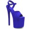 Peep Toe Stiletto Heels Ankle Buckle Straps Platforms Sandals - Blue Flock