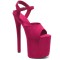 Peep Toe Stiletto Heels Ankle Buckle Straps Platforms Sandals - HotPink Flock