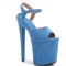 Peep Toe Stiletto Heels Ankle Buckle Straps Platforms Sandals - SkyBlue Flock