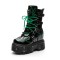 Round Toe Platforms Ankle Highs Punk Gothic Lace Up Side Zipper Belt Buckle Straps Boots - Green