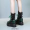 Round Toe Platforms Ankle Highs Punk Gothic Lace Up Side Zipper Belt Buckle Straps Boots - Green