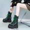 Round Toe Platforms Ankle Highs Punk Gothic Lace Up Side Zipper Belt Buckle Straps Boots - Green