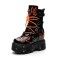 Round Toe Platforms Ankle Highs Punk Gothic Lace Up Side Zipper Belt Buckle Straps Boots - Orange
