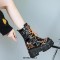 Round Toe Platforms Ankle Highs Punk Gothic Lace Up Side Zipper Belt Buckle Straps Boots - Orange