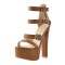 Peep Toe Block Heels Ankle Buckle Straps Back Zipper Platforms Sandals - Brown
