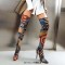 Pointed Toe Stiletto Heels Art Graffiti Over The Knee Thigh Highs Boots - Blue