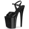 Peep Toe Stiletto Heels Pearlescent Crystal Glitter Patent Ankle Buckle Straps Platforms Pumps - Black