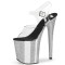 Peep Toe Stiletto Heels Crystal Glitter Transparent Ankle Buckle Straps Platforms Pumps - Silver Black 