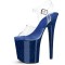 Peep Toe Stiletto Heels Crystal Glitter PVC Ankle Buckle Straps Platforms Pumps - Blue Transparent