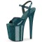 Peep Toe Stiletto Heels Pearlescent Crystal Glitter Patent Ankle Buckle Straps Platforms Pumps - Green