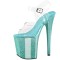 Peep Toe Stiletto Heels Crystal Glitter PVC Ankle Buckle Straps Platforms Pumps - Light Green Transparent
