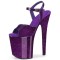 Peep Toe Stiletto Heels Pearlescent Crystal Glitter Patent Ankle Buckle Straps Platforms Pumps - Purple