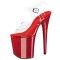 Peep Toe Stiletto Heels Crystal Glitter PVC Ankle Buckle Straps Platforms Pumps - Red Transparent