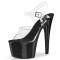 Peep Toe Stiletto Heels Crystal Glitter PVC Ankle Buckle Straps Platforms Pumps - Black