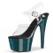Peep Toe Stiletto Heels Crystal Glitter PVC Ankle Buckle Straps Platforms Pumps - Green Black