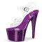 Peep Toe Stiletto Heels Crystal Glitter PVC Ankle Buckle Straps Platforms Pumps - Purple