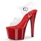 Peep Toe Stiletto Heels Crystal Glitter PVC Ankle Buckle Straps Platforms Pumps - Red
