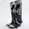 Pointed Toe Chunky Heels Knee Highs Western Butterfly Cowgirl Boots - Black Faux Leather