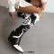 Pointed Toe Chunky Heels Knee Highs Western Butterfly Cowgirl Boots - Black Faux Leather