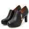 Round Toe Side Zipper Elegant Block Heels Short Boots Pumps - Black
