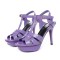 Peep Toe Fish Mouth Stiletto Heels Platforms Ankle Buckle T Straps Summer Elegant Sandals - Purple Patent