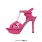 Peep Toe Fish Mouth Stiletto Heels Platforms Ankle Buckle T Straps Summer Elegant Sandals - Orange Patent