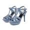 Peep Toe Fish Mouth Stiletto Heels Platforms Ankle Buckle T Straps Summer Elegant Sandals - SkyBlue Patent