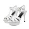 Peep Toe Fish Mouth Stiletto Heels Platforms Ankle Buckle T Straps Summer Elegant Sandals - White Patent