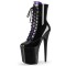 Round Toe Stiletto Heels Gothic Fetish Queen Black Lacing Lace Up Platforms Ankle Highs Boots - Purple