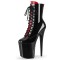 Round Toe Stiletto Heels Gothic Fetish Queen Black Lacing Lace Up Platforms Ankle Highs Boots - Red