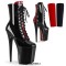 Round Toe Stiletto Heels Gothic Fetish Queen Black Lacing Lace Up Platforms Ankle Highs Boots - Red