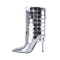 Pointed Toe Stiletto Heels Ankle Metals Highs Fold Over Boots - Silver
