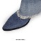 Peep Toe Denim Chunky Heels Side Zipper Gradient Ankle Highs Boots - Blue